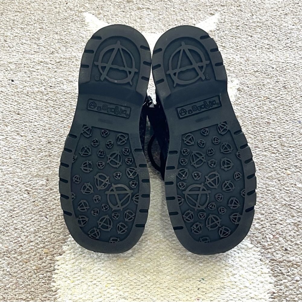 TUK Anarchic Black Doily Print 7 Eye Lace Up Combat Style Boots Size 6 - Picture 8 of 10